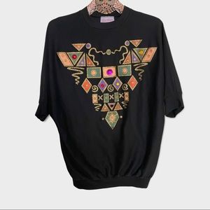 Vintage 90s Jewel Gem Glitter Top Sz L/XL